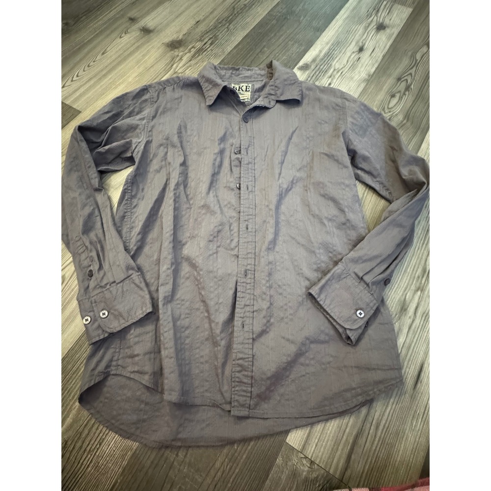 BKE Slim Fit Stretch Button Down Shirt Grey men's Textured Long Sleeve XL